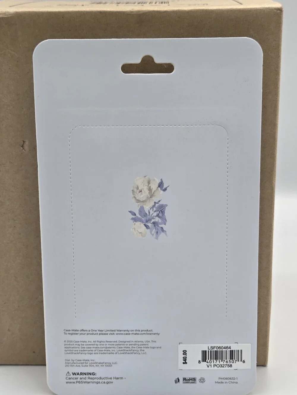 LoveShackFancy Light Blue Floral Keychain Card Wallet Nwt8